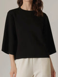 Charlotte Quarter Length Sleeve Top in Black