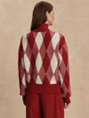 Karina Jacquard Knit Jacket in Red Dahlia