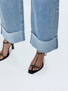 Lana Crop Wide Leg Cuffed Jean in Snowcat