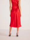 Sonia Bias Slip Midi Skirt in Red