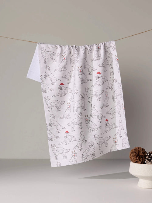 Festive Goldens Tea Towel