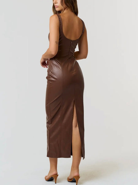 Ready Faux It Dress in Chocolate