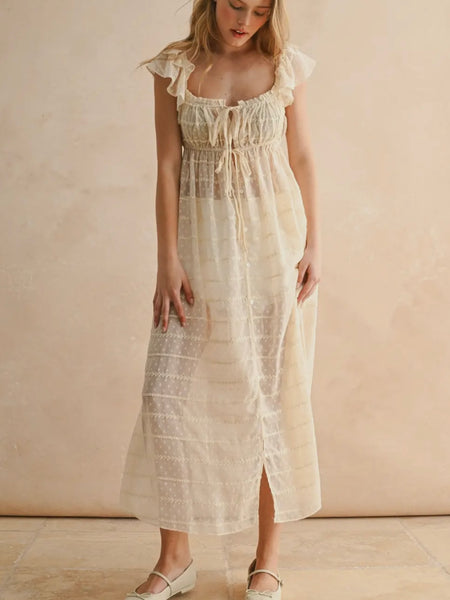 Midnight Mood Chiffon Top Dress in Cream