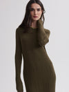 Axel Rib Knit Midi Dress in Olive Night