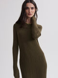 Axel Rib Knit Midi Dress in Olive Night