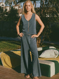 Sloane V-Neck Top in Emerald Cove