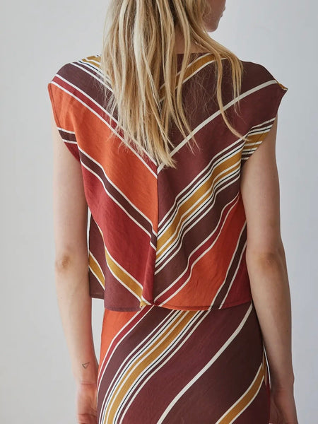 Sunset Stripe Top in Chocolate Rust