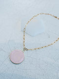 Repurposed Large Pink Tag Necklace