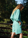 Valyria Blouse in Green Stripe