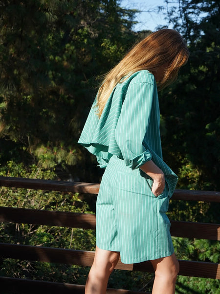 Valyria Blouse in Green Stripe