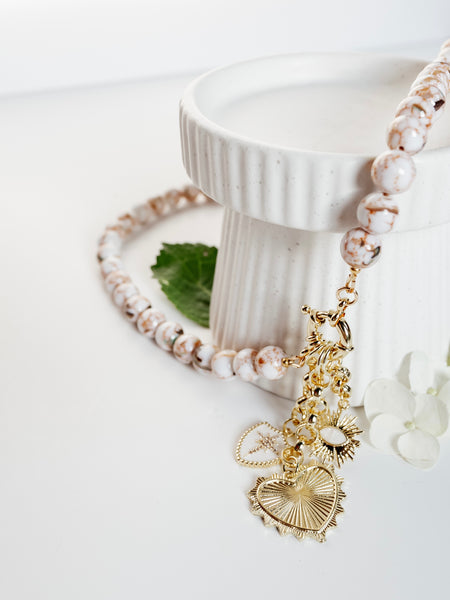San Tropez Charm Necklace in Neutral