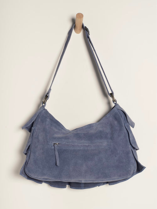 Rae Ruffle Shoulder Bag in Slate