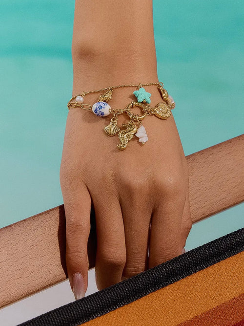 Cecily Seahorse Shell Charm Bracelet