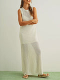 Back At It Knit Maxi Dress in White