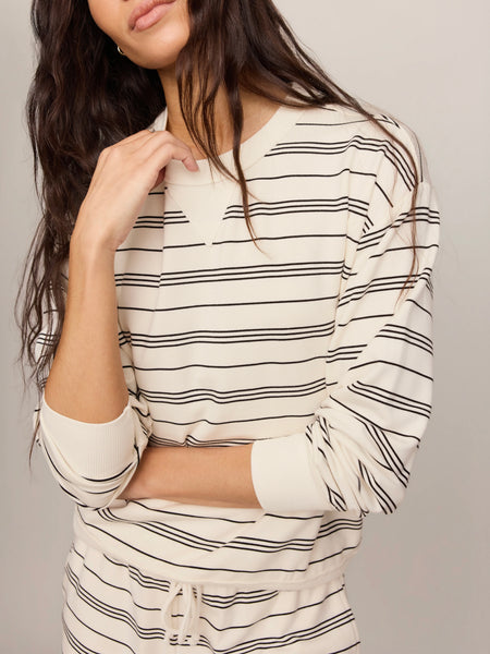 Stand Out Striped Sweatshirt in Cloud