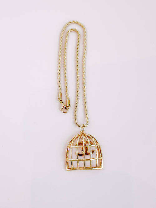 Repurposed Birdcage Necklace in Gold