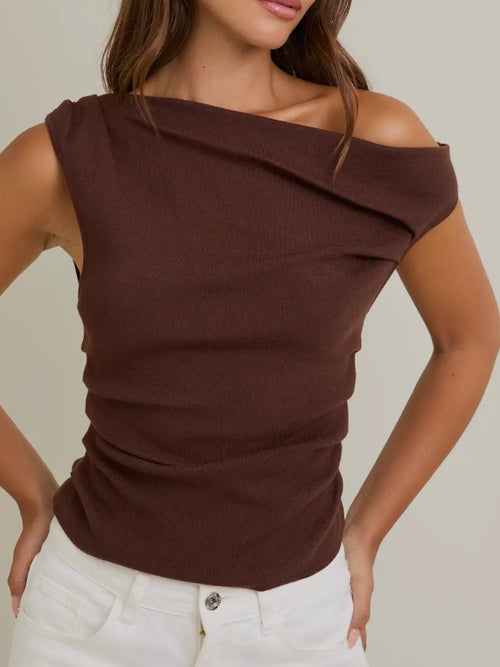 Ladylike Sweater Top in Brown