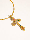 Axelle CZ Cross Necklace in Multi
