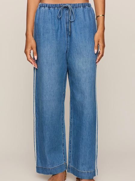 The Sidelines Denim Track Pant in Dreamstate
