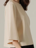 Charlotte Quarter Length Sleeve Top in Eggshell