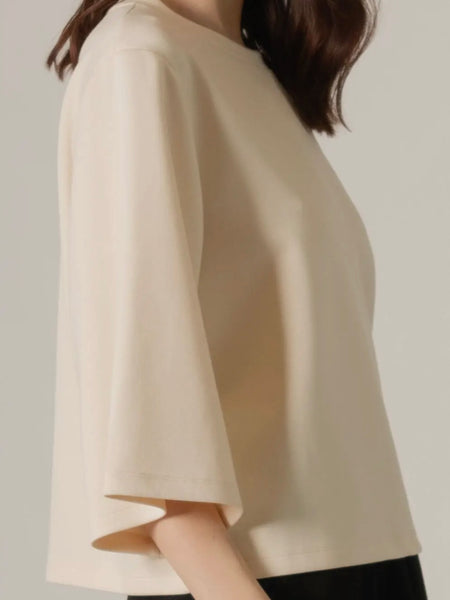 Charlotte Quarter Length Sleeve Top in Eggshell