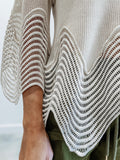 Wave Detail Knit Top in Beige