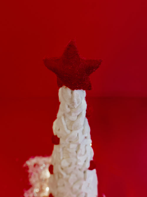 Felt Standing Tree in Ivory & Red