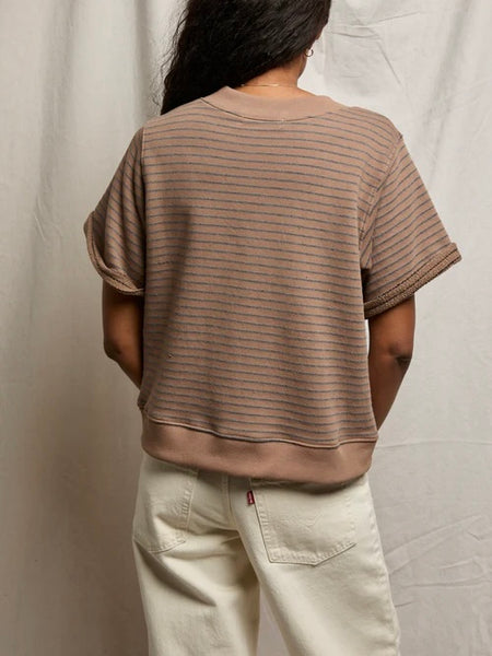 Briggs Short Sleeve Sweatshirt in Mocha & Charcoal