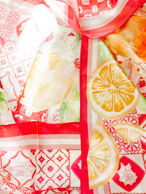 Lemon-y Fresh Bandana Scarf in Pink