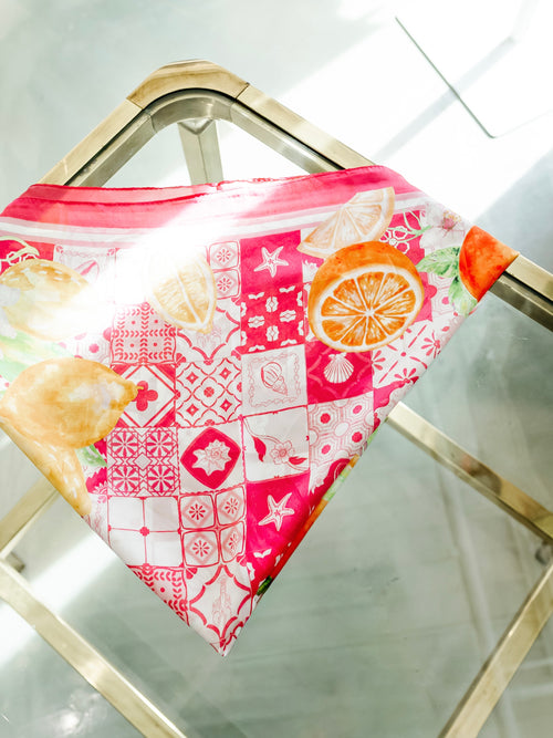 Lemon-y Fresh Bandana Scarf in Pink
