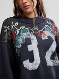Palm Springs Turtle Graphic Sweatshirt in Washed Black Combo