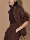 Keagan Short Blouson Jacket in Dark Cocoa Mini Check