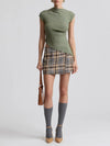Radial Rib Asymmetrical Top in Olive