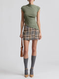 Radial Rib Asymmetrical Top in Olive
