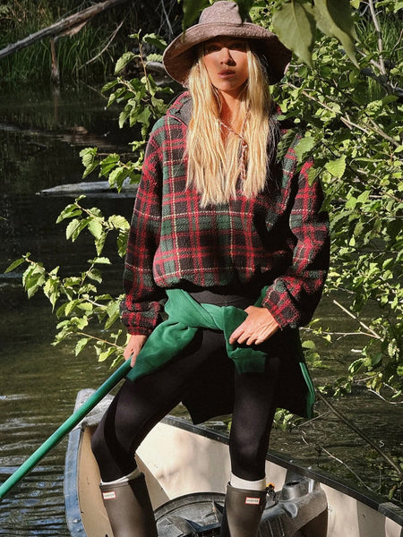 Leona Sherpa Jacket in Pine Hollow Plaid