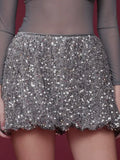 Bubble Sequin Mini Skirt in Silver