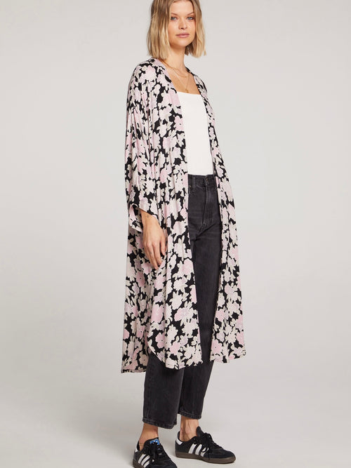 Polly Kimono in Black Floral