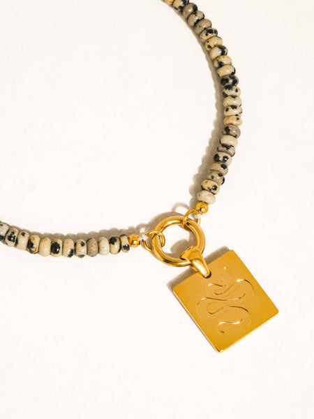 Islay Bobo Natural Stone Necklace in Beige
