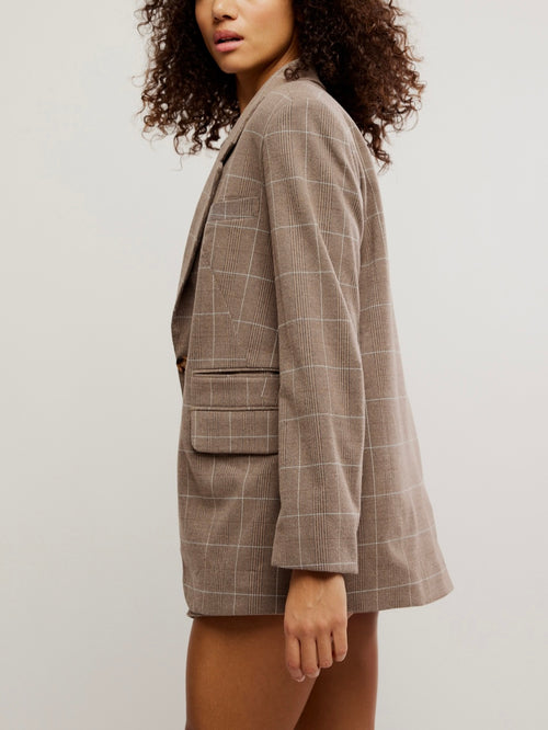 Paper Cut Blazer Pinstripe in Chocolate Combo