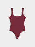 The Sculpting Modern Tank Bodysuit in Berry Noir