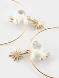 Polar Hare Small Hoops & Gold Star Earrings