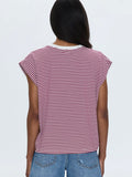 Trina Muscle Tee in Sangria White Stripe