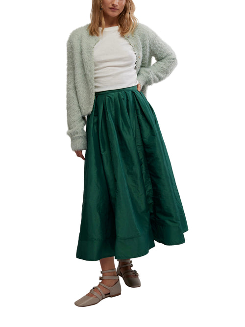 Emilia Full Skirt in Uncut Emerald