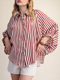 Stripe Season Blouse in Burgundy