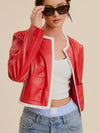 Faux To Go Leather Jacket in Red