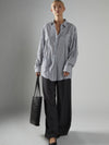 9-5 Button Up in Navy Stripe