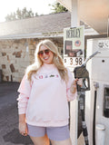Custom Embroidered She's An Icon TRL Mock Neck in Pink