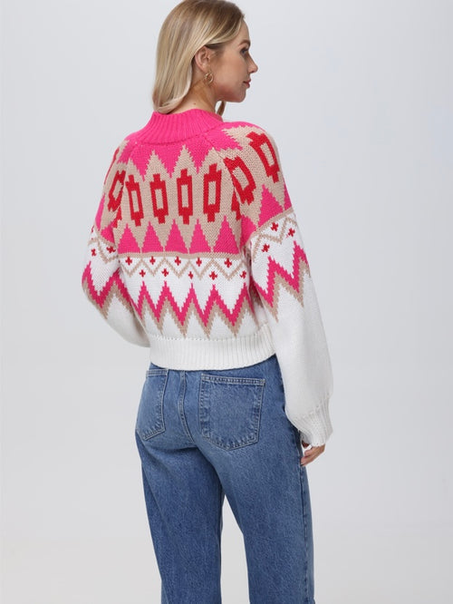 Victoria Fair Isle Zip Bomber in Cabaret