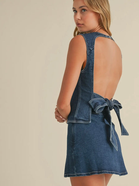 Back To Business Denim Top in Dark Blue