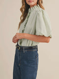 Ruffles At The Resort Button Up in Seafoam Green